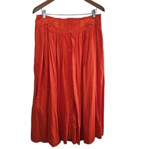 Vintage Liz & Me Maxi Skirt Women 2X Orange 90s Beaded Cottage Bright Indie Boho